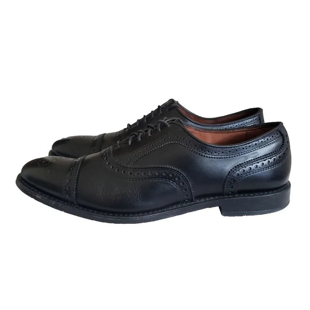 Allen Edmonds Strand Men's Size 10.5 B Black Leather Brogue Oxford Dress Shoes